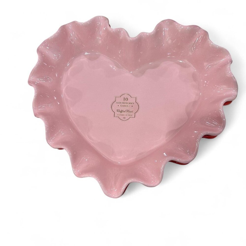 10 Strawberry Street Heart-Shaped Ceramic Pie Dish | Baking Dish
